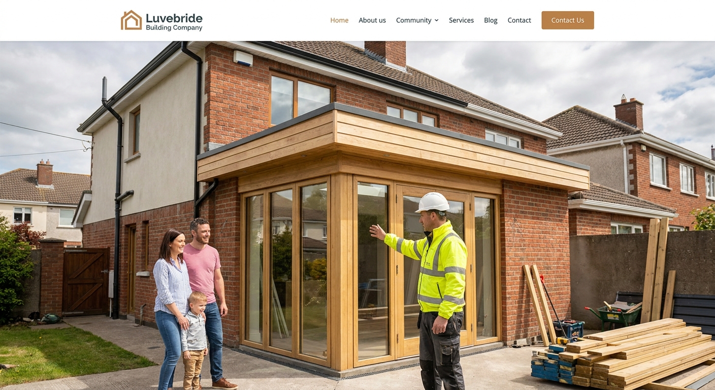 AI-generated features image for: Create a website for a builder in Ireland, who specialises in extensions and new